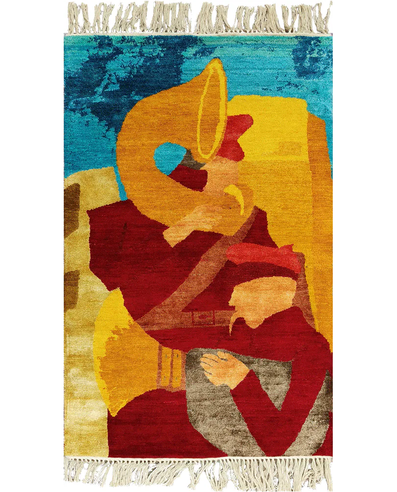 Hand-knotted silk and wool Tapestry  BY KRISHEN KHANNA